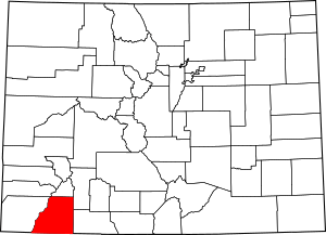 Map of Colorado highlighting La Plata County