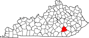 Map of Kentucky highlighting Laurel County