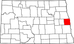 State map highlighting Traill County