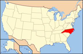 Map of the United States with North Carolina highlighted.