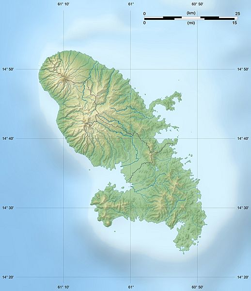 Martinique department relief location map
