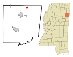 Location of Smithville, Mississippi