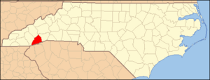 North Carolina Map Highlighting Transylvania County