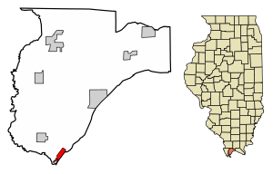 Location of Mound City in Pulaski County, Illinois