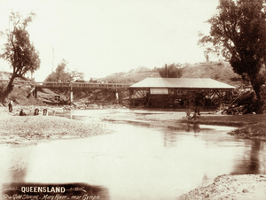 Queensland State Archives 5138 Gold Sluicing Mary River near Gympie c 1896