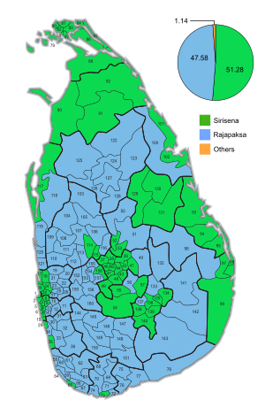 Wahlbezirkskarte Praesidentschaft Sri Lanka 2015