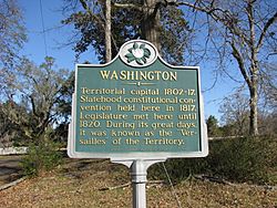 Historical plaque at Washington