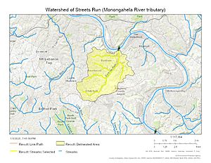 Watershed of Streets Run (Monongahela River tributary)