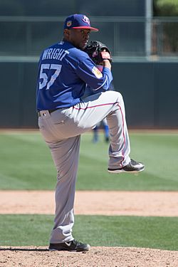 Wesley Wright pitching for the Texas Rangers in 2017 spring training