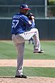 Wesley Wright pitching for the Texas Rangers in 2017 spring training