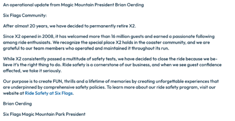 X2 closing