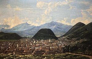 "Quito" (1860), óleo sobre lienzo atribuido a Rafael Salas Estrada en el MUNA, Quito