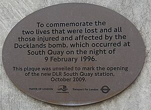 1996 Docklands bombing plaque