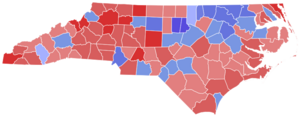 2016 North Carolina gubernatorial election results map by county