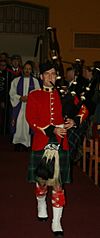 Bag piper, Padre, Currie Hall, Royal Military College of Canada, fall 2011