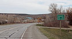 Entering Baggs from the south on Wyoming State Highway 789.