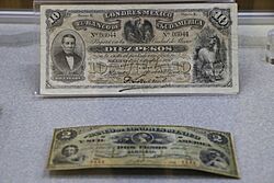Billete de 10 pesos del Banco de Londres, México y Sudamérica de 1887