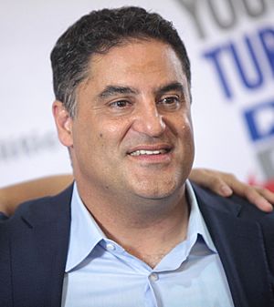 Cenk Uygur hosting The Young Turks in 2015