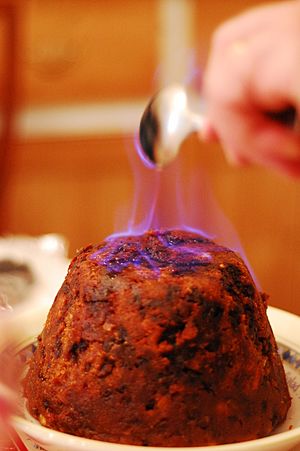 Christmas Pudding with Flaming Rum