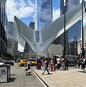 Exterior of the WTC Transportation Hub May 2023 from Dey Street.JPG