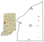 Location of Mellott in Fountain County, Indiana.