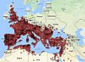 Geographical distribution of the Roman inscriptions