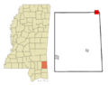 Greene County Mississippi Incorporated and Unincorporated areas State Line Highlighted