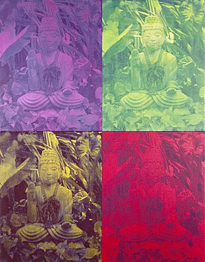 Hedy Klineman Bedroom Buddha 4 panel Silkscreen Acrylic on Canvas 72in x 56in 2010 1