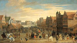 Het afdanken der waardgelders door prins Maurits op de Neude te Utrecht, 31 juli 1618 (Joost Cornelisz. Droochsloot, 1625)