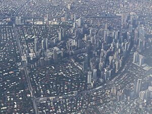 Makati CBD from air close-up (Makati; 01-09-2023)
