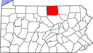 Map of Pennsylvania highlighting Tioga County