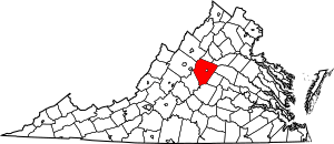 Map of Virginia highlighting Albemarle County