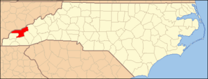 North Carolina Map Highlighting Swain County