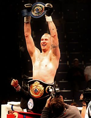 Robert Helenius with his two belts