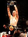 Robert Helenius with his two belts