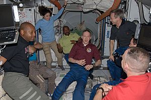 STS-129 and Expedition 21 crew members shortly after Atlantis and the ISS docked