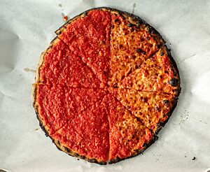 Sally's apizza half tomato half with cheese (72126)