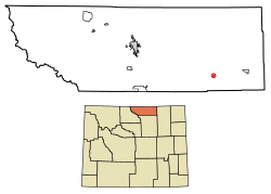 Location of Clearmont in Sheridan County, Wyoming.