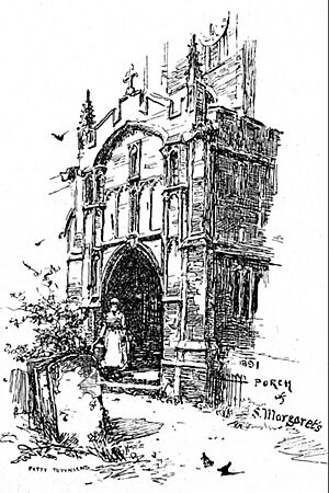 South porch of St Margaret's Church, Leicester sketched by Patty Townsend