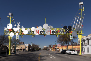 The NoHo Gateway Sign, welcoming visitors to the arts district of the North Hollywood neighborhood in Los Angeles, California LCCN2013631411