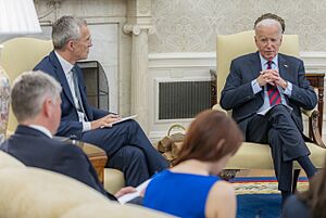 United States President Joe Biden meets with NATO Secretary General Jens Stoltenberg, Monday, June 17, 2024, in the Oval Office of the White House (cropped)