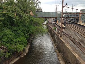 2014-05-15 13 16 16 View up the Assunpink Creek from Clinton Avenue in Trenton, New Jersey
