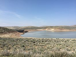 2015-04-20 15 30 58 View across Willow Creek Reservoir from Midas Road (Elko County Route 724) about 26.9 miles east of the Humboldt County line in Elko County, Nevada.jpg