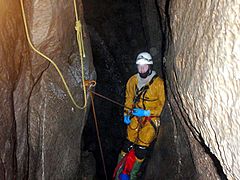 A caver descending Spout Pitch in Swinsto Hole.jpg