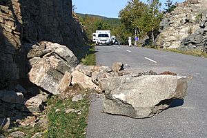Acadia National Park, rockfall on the park loop road