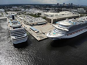 Aerial Shot of Cruise Ships at Port Everglades