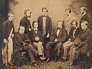 Algernon Charles Swinburne with nine of his peers at Oxford, ca. 1850s