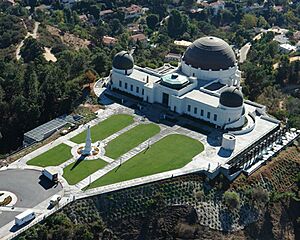 An aerial view of Griffith Observatory