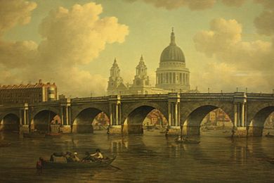 Blackfriars Bridge and St Pauls Cathedral, by William Marlow, 1788