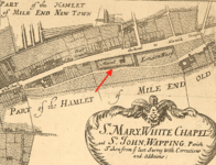 Blome map, 1775, showing location of Whitechapel Mount